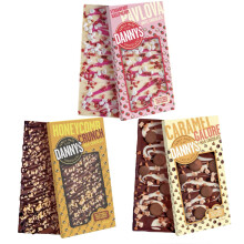 Danny's Chocolates Variety Pack - 3 x 80g Bars in Top Flavours - Strawberry & Raspberry Pavalova + Honeycomb Crunch + Caramel Galore - Multipack Milk