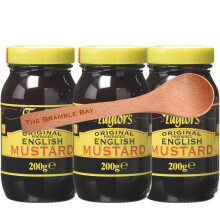 English Mustard Bundle Includes Original Pack of 3 x 200g, Wooden Spoon