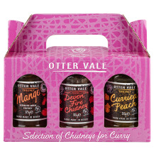 Otter Vale Chutney for Curry Gift Pack, Three Great chutneys: Mango, Devon Fire, Curried Peach, Hand-Made in Devon, Gluten-Free, 3 x Glass Jars Total