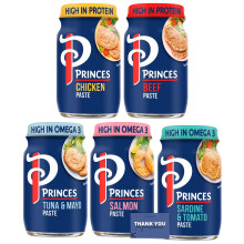 Princes Paste Variety Pack - Beef, Salmon, Tuna & Mayo, Sardine & Tomato, Chicken - 5 Flavors for Sandwiches & Snacks