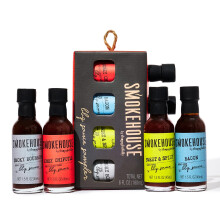 Smokehouse by Thoughtfully, Smokehouse Gourmet BBQ Sauce Sampler Set, Flavours Include Honey Chipotle, Smoky Bourbon, Sweet and Spicy, and Bacon BBQ