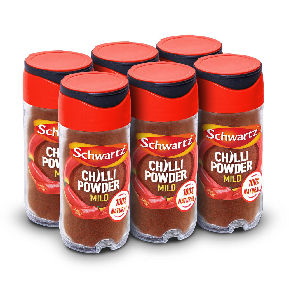Schwartz Chilli Powder 38 G | Jar | Pack Of 6 | Mild Taste | Bursting With Flavour | Expertly Blended | With Chilli Pepper, Cumin, Oregano And Garlic