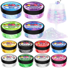 Edible Glitter - 12 Shimmer Colours Luster Dust Edible - 5g/each, Metallic Edible Glitter for Drinks, Food Colouring for Cake Decorations, Chocolate,