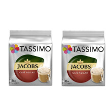 TASSIMO JACOBS CAFE AU LAIT - Pack of 2 (Total 32 Servings, 32 t-discs) T-disc Capsules Variety Pack / coffee pods