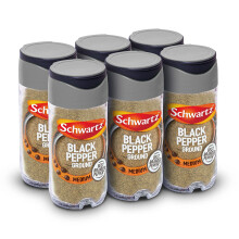 Schwartz Ground Black Pepper 33 G | Jar | Pack of 6 | Hot Spicy & Zesty Taste | Essential and Versatile Spice | Enhances Meals | Perfect for Adding to