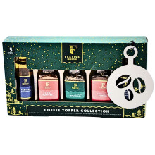 Coffee Gift Set | Coffee Syrup Gift Set | Coffee Topper Collection - Set Includes Cocoa Powder, Cinnamon Powder, Chocolate Sprinkle, Vanilla Syrup,