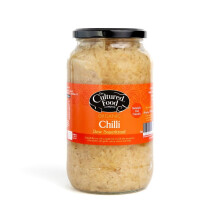 The Cultured Food Company Chilli & Dill Sauerkraut 1kg Jar - Organic Sauerkraut, Raw & Unpasteurised - Probiotic - Gut Healthy - Traditionally
