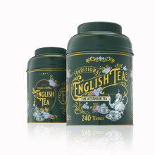 New English Teas Vintage Victorian Tea Tin in Bottle Green with 240 English Afternoon Teabags