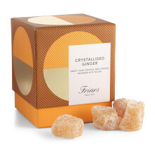 Friars Crystallised Ginger Gift Box - 230 grams | Fresh, Fiery & Hot, Large Stem Ginger Sweets in Sugar | for After Dinner Chocolate Alternative,