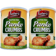 Lieber's Gluten Free Breadcrumbs, Panko Crumbs, Original 200g Resealable Canister (Pack of 2) | Low in Fat, Kosher for Passover