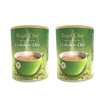 Royal Tea Elaichi Chai Unsweetened Tub 400g (Pack of 2) - Premium Instant Cardamom Indian Tea - Natural