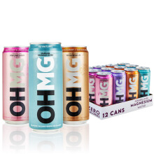 OHMG Sparkling Magnesium Water Variety Pack - 12 x 330ml cans | Zero-Calorie Magnesium Drink Featuring Magnesium Glycinate, Citrate & Malate |