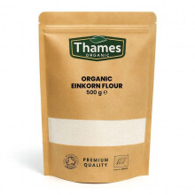 Organic Einkorn Wholemeal Flour-Certified Organic, Non-GMO, Vegan, No Additives, No Preservatives, Resealable Bag by Thames Organic 500g