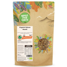Wholefood Earth Organic Deluxe Muesli ? A Blend of Flakes with Nuts, Seeds & Dried Fruit ? 1kg | GMO-Free | Vegan | High Fibre | Certified Organic