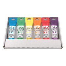 Colour Splash Food Colouring Gel Rainbow Colours 6 Set, supplied in shrink wrapped retail gift box with window Easy to Use Squeezy Tubes, Transform