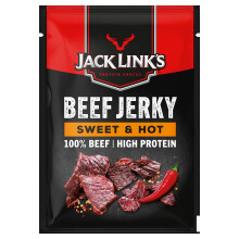 Jack Link's Beef Jerky, Sweet & Hot Flavour, Multipack of 12 x 25g Bags, High Protein Meat Snack, Sweet Seasoning and Hot Spices