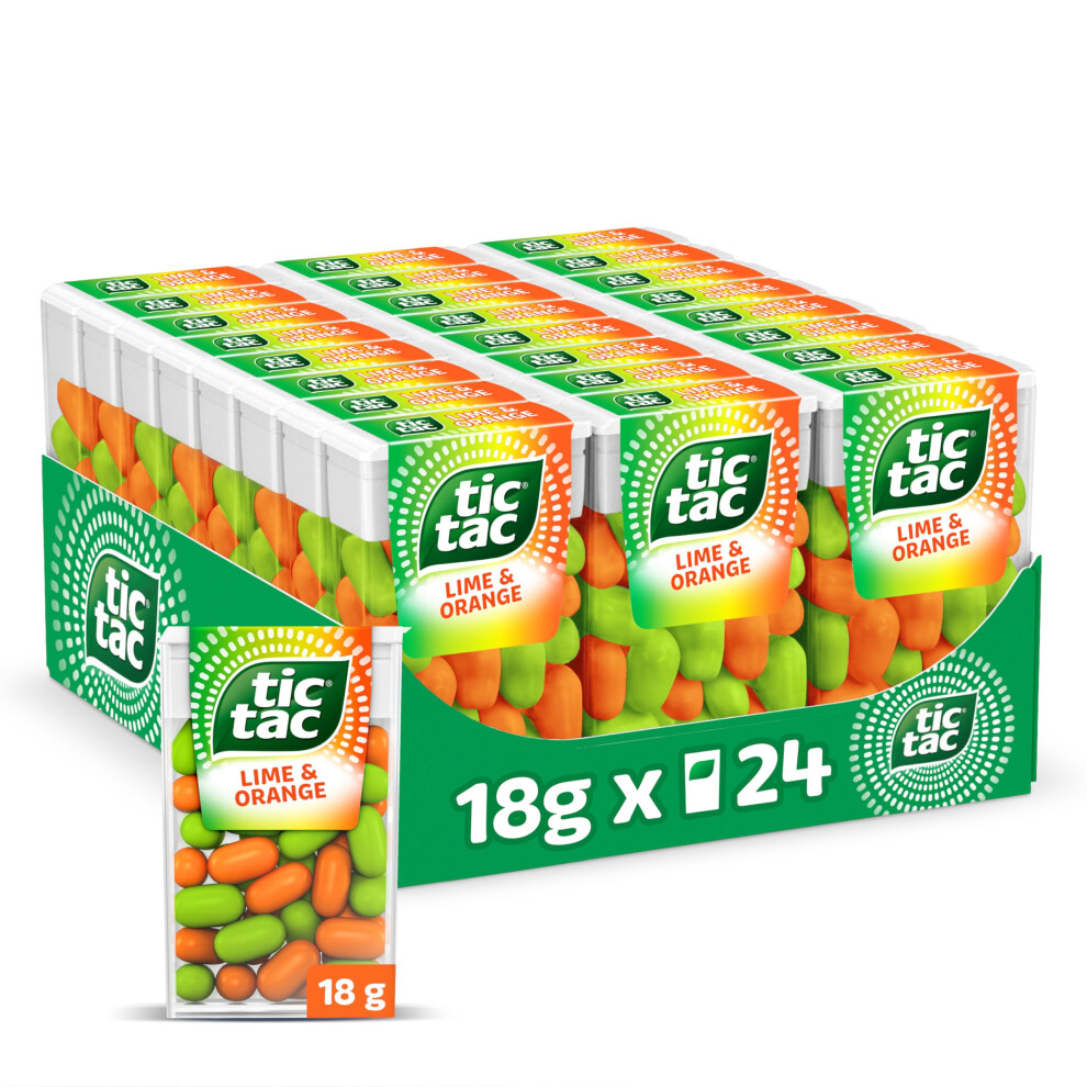 Tic Tac Lime And Orange Sweets, For Little Moments Of Refreshment In A Convenient Pack, Bulk Pack Of 24 X 18 G