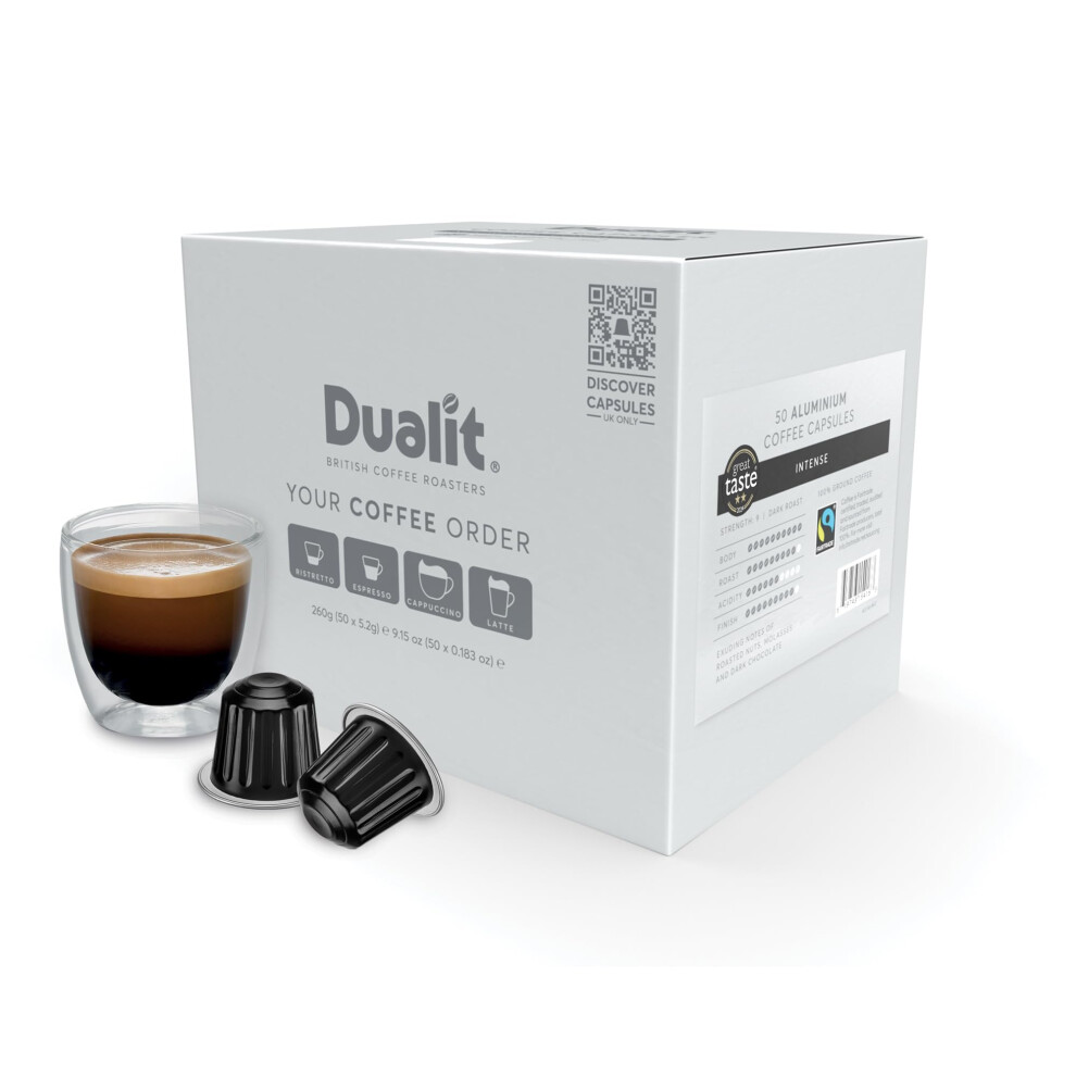 Dualit Intense Recyclable Aluminium Coffee Capsules By - Compatible With Nespresso - 50 Servings - 5 X 10 Pk - 50 Servings Of Premium Eco Friendly