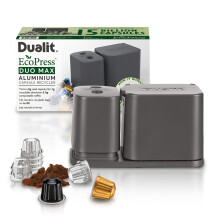 Dualit EcoPress? Duo Max Aluminium Coffee Capsule Recycling Tool - Compatible with Nespresso Capsules & Coffee Grounds