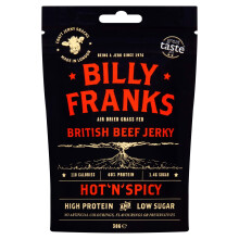 Billy Franks Gluten Free Beef Jerky - High Protein - Healthy Keto Snack - Biltong - Hot N Spicy - 10 Packs x 30g