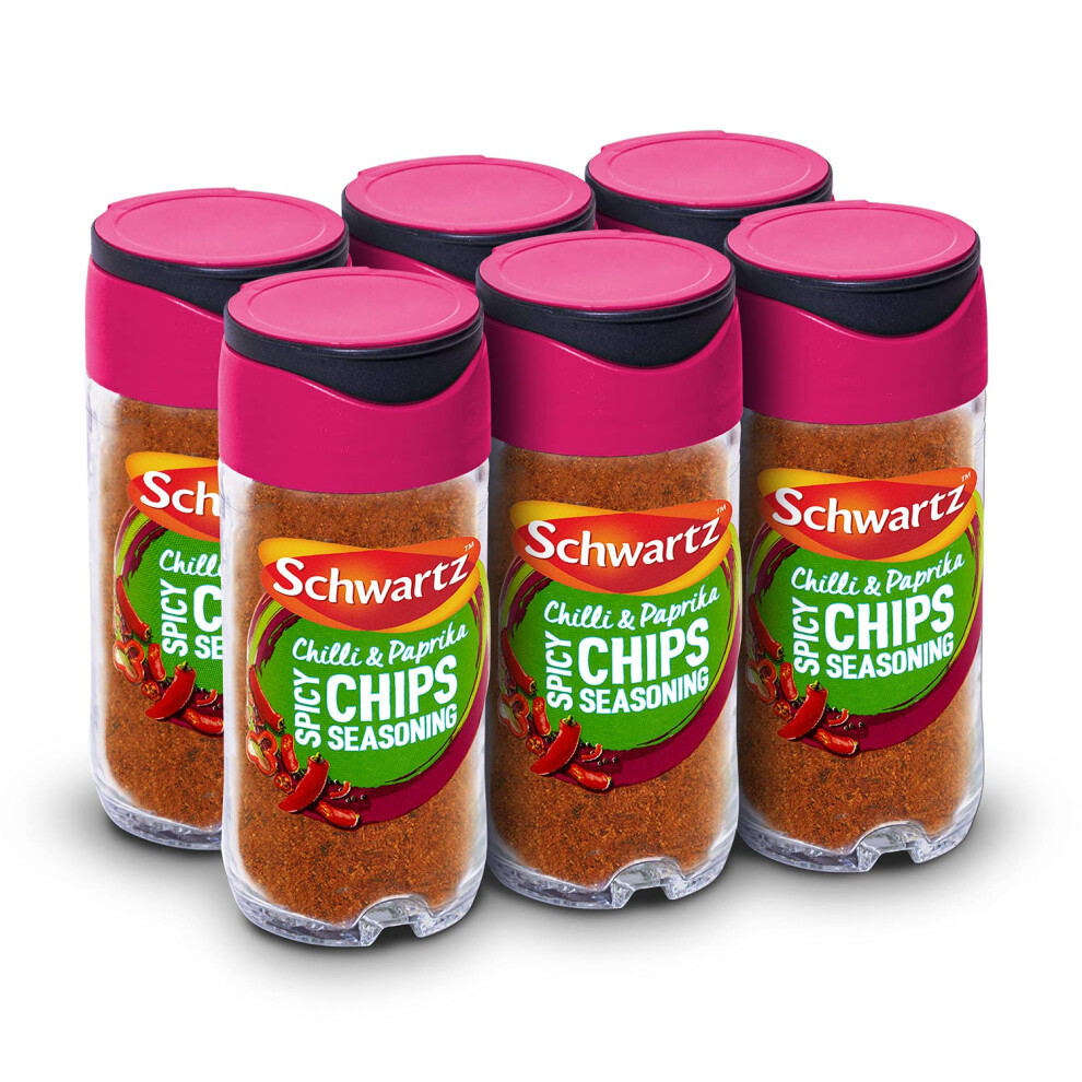 Schwartz Chilli & Paprika Spicy Chips Seasoning 47 G |Jar| Pack Of 6| Expertly Blended Mix Of Chillies, Black Pepper & Paprika | Great For Spicing Up