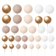 The Baked Studio - 32 Pieces Cake Decorating Balls With 4 Sizes In Pack - White, Gold, Ivory Beige & Latte (Mixed Colour Bundle 4)