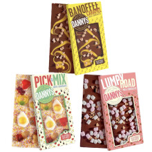 Danny's Chocolates Variety Pack - 3 x 80g Bars in Top Flavours - Lumpy Road + Pick & Mix + Banoffee Caramel - Multipack Milk Chocolate Bars Selection