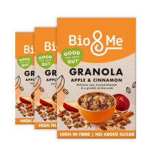 Bio&Me Apple and Cinnamon Granola 3-Pack (3 x 360g) ? Vegan, High Fibre, No Added Sugar, Gut-Loving Breakfast Cereal