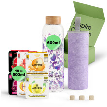 waterdrop? Glass Starter Set ? 600ml Borosilicate Glass Bottle + 18 Sugar-Free Microdrink Hydration Cubes in 6 Flavours, Vitamin C & B Infused, BPA