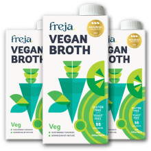 Freja Gourmet Vegan Broth | Plant Based Premium Vegetable Broth | Clear Liquid Bouillon, not from Vegetable Stock Cubes, Powder or Concentrate | Low