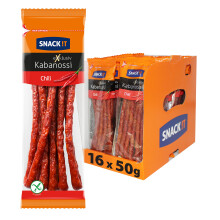 Tarczy?ski Snack It Exclusive Chilli Kabanos Sausage 50 g (Pack of 16) - Meat Snack On The Go ? Multipack