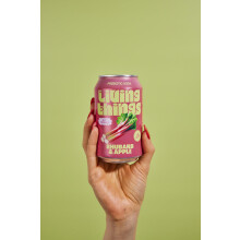 Living Things Prebiotic Soda - Gut Health & Low Calorie Drink - 12 x 330ml Cans - High in Fibre - Rhubarb & Apple