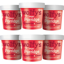 Wolfy's Vegan Strawberries & Cream Porridge 84g (Pack of 6)