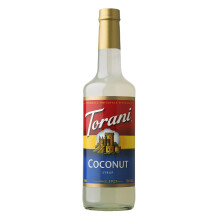Torani Coconut Coffee Syrups (750ml) - Pure Cane Sugar Coconut Syrups for Lattes, Iced Coffee & Tropical Drinks - Exotic Taste, Vegetarian-Friendly