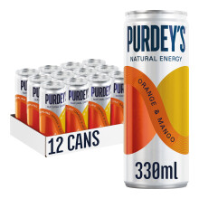 Purdey's Natural Energy Orange & Mango 330ml Can (Pack of 12)