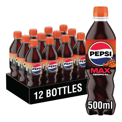 Pepsi Pepsi Max Tropical, 500ml Bottle (Pack of 12)