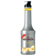 MONIN Banana Fruit Mix Puree 1L for Cocktails and Frappes. Vegan-Friendly, Allergen-Free, 100% Natural Flavours and Colourings. 2-in-1 Banana Puree