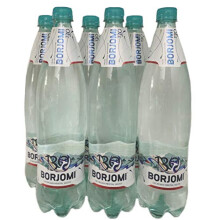 Mineral Carbonated Water Borjomi Sparkling Water in Plastic 1,0l Bottle [Pack of 6]