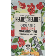 Heath & Heather - Organic Morning Time Tea with Hibiscus, Spearmint & Guarana ? Uplifting Botanical Blend for Daily Energy ? Vegan ? Multipack 6 x 20