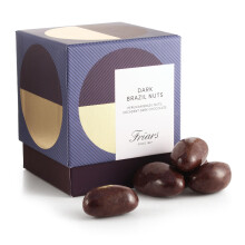 Friars Dark Chocolate Brazil Box - 375g Luxury Coated Peruvian Brazil Nuts | British Cocoa Hamper Gifts for Girlfriends, Men, Women, Friends & Mothers