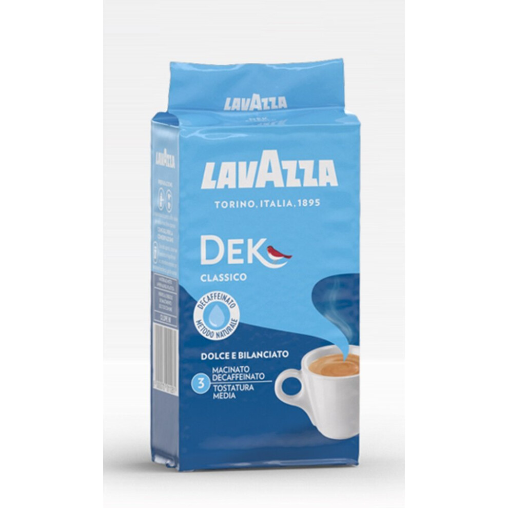 Lavazza 12X Dek Ground Italian Coffee Espresso 250G Caffeine Free!