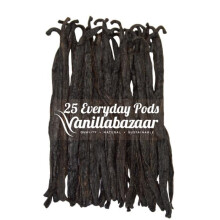 25 Everyday Madagascan Vanilla Pods | Grade A Vanilla Beans in Airtight Tin | Gourmet Sticks for Baking, 11-14cm long | 5 x 5 Vaccum Packs Inside |