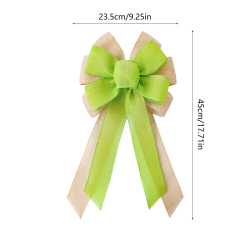 Burlap Wreath Bow Rustic Jute Tree Topper Green 2