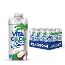Vita Coco Extra Coconut Water Multipack 330ml x 12, Pressed Coconut Water, Packed With Electrolytes, Gluten Free, Full Of Vitamin C, Low-Calorie,