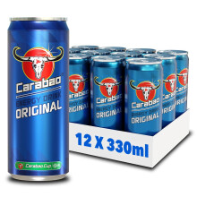 Carabao Energy Drink Original, 12 x 330ml Cans Case, Low Calorie, Lower Sugar, B Vitamins, Taurine, Caffeine with Zero Crash, Vegan Friendly, Gluten