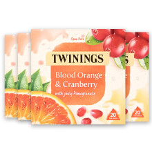 Twinings Blood Orange, Cranberry & Pomegranate Fruit Tea, 80 Tea Bags (Multipack Of 4 X 20 Tea Bags)