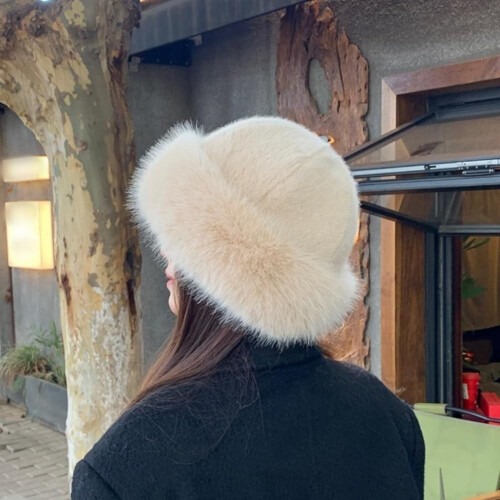 Γυναικείο Χειμερινό Καπέλο Bucket από Τεχνητή Γούνα, Ζεστό, Λούτρινο Καπέλο, Ένα 2