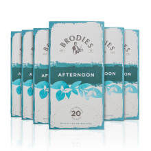 Brodies Afternoon Tea Tag and Envelope - 6 Tea Boxes of 20 Tea Bags (Total 120 Tea Bags) - Light and bright blend of fine Teas that can be drunk at