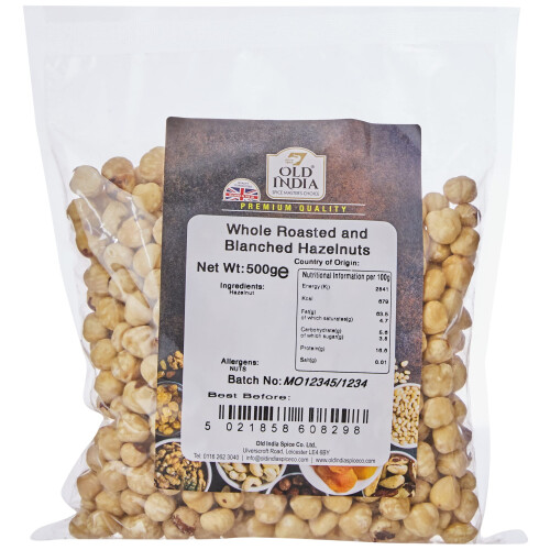 Old India Whole Roasted and Blanched Hazelnuts 500g
