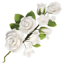 White Rose Sugar Flower Anniversary Wedding Cake Spray Gum Paste